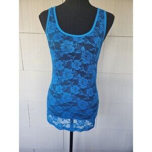 New Color Story Floral Lace Stretchy Tank Top Size Large L Razorback Cover